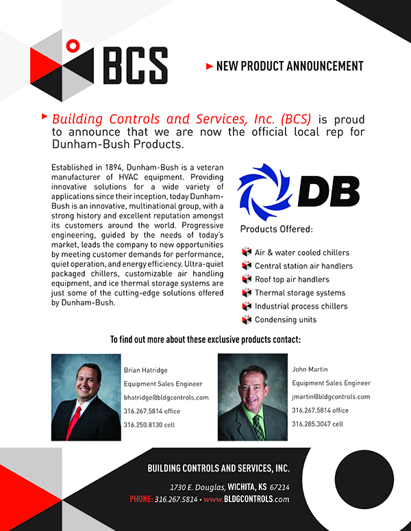 BCS Now Offers Dunham-Bush Product Line
